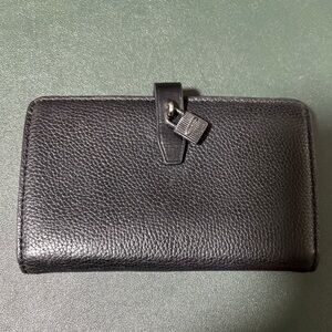 Michael Kors Black Pebble Leather Wallet with Lock Detail